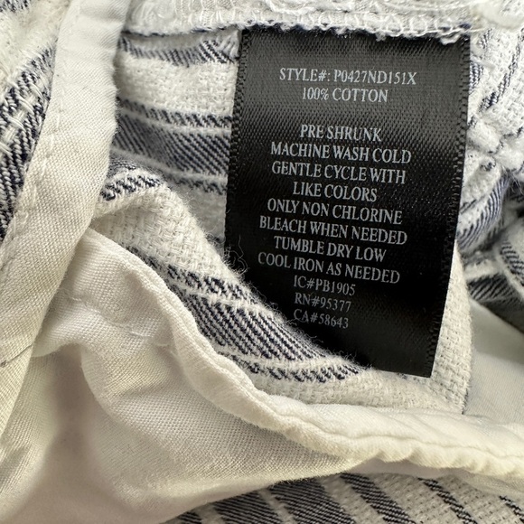 SANCTUARY | Blue White Striped Belted Waist Straight Leg Crop Pants - Picture 6 of 9